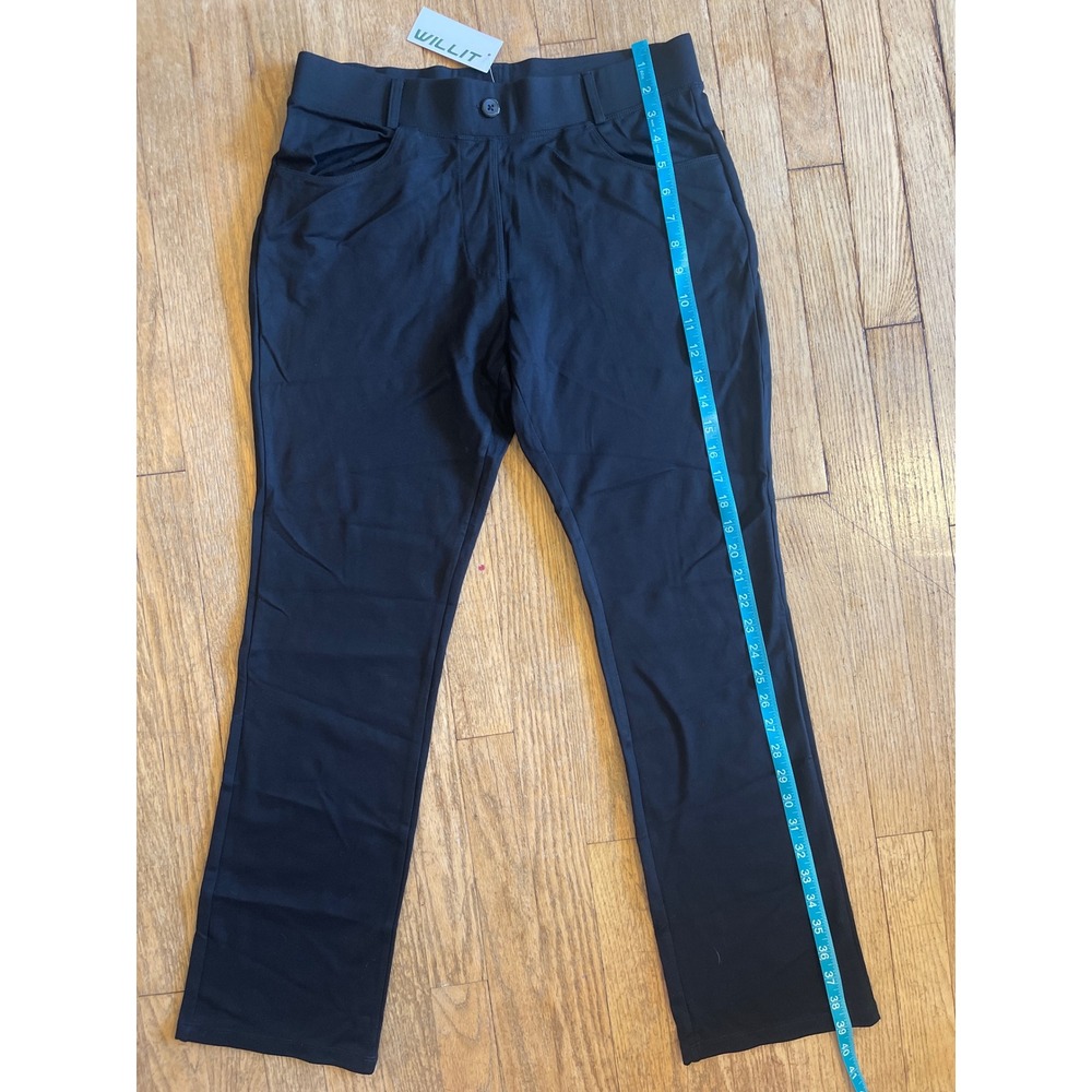 Willit Womens Black Dress Yoga Pants Straight Leg Work Trousers Size L 29 Inseam - Picture 3 of 5